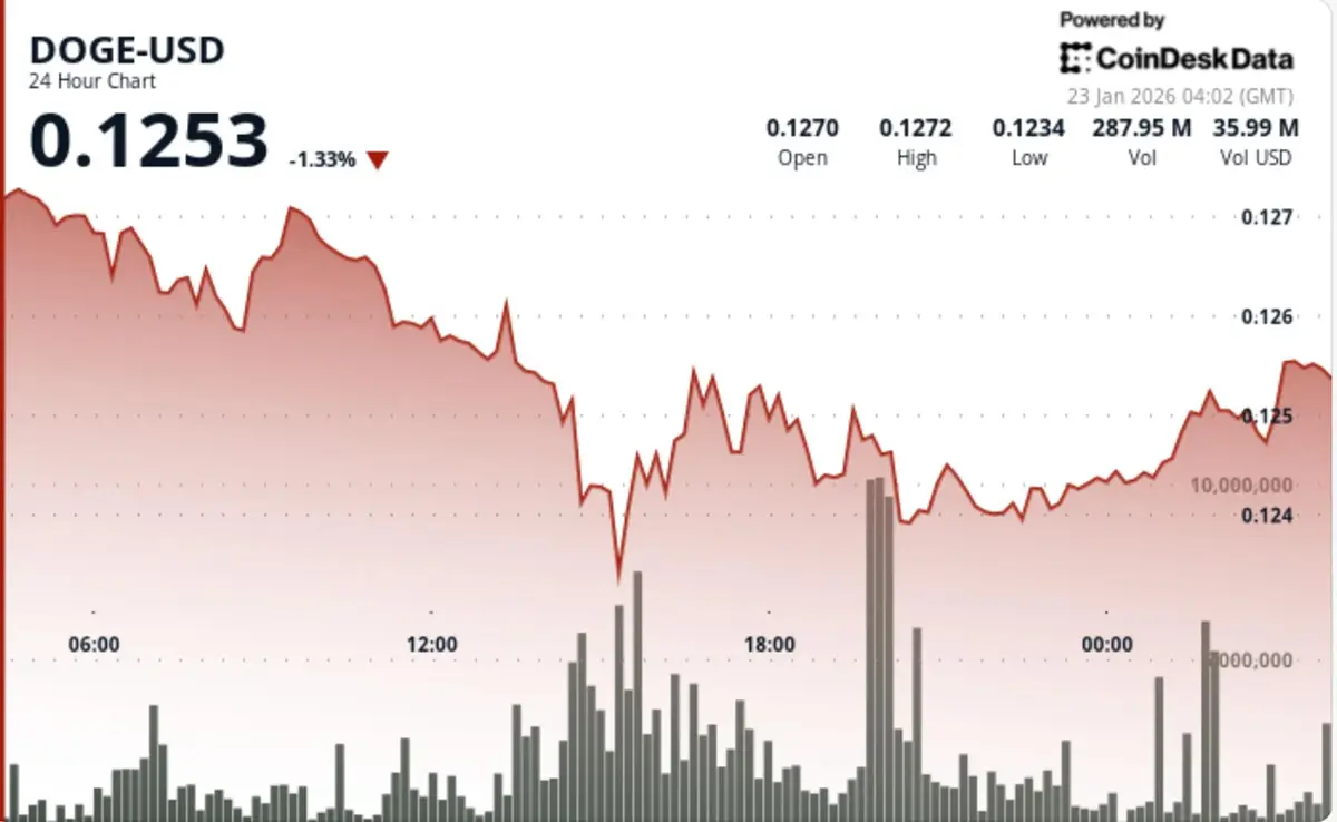 Dogecoin cai 2% com pressão de liquidações sobre moedas meme